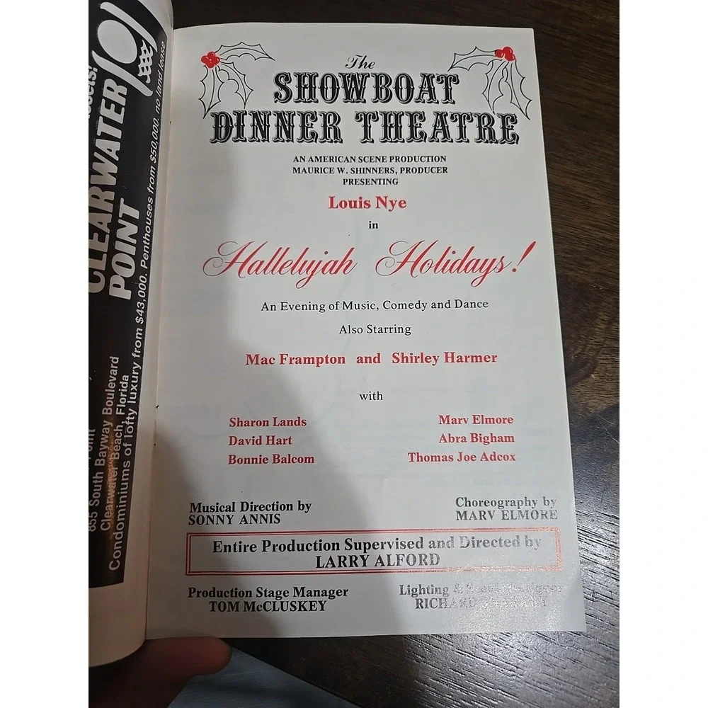 Vintage‎ Louis Nye Signed Showboat Dinner Theatre Program, Autograph